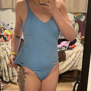 Nike Light Blue Asymmetrical Swimsuit